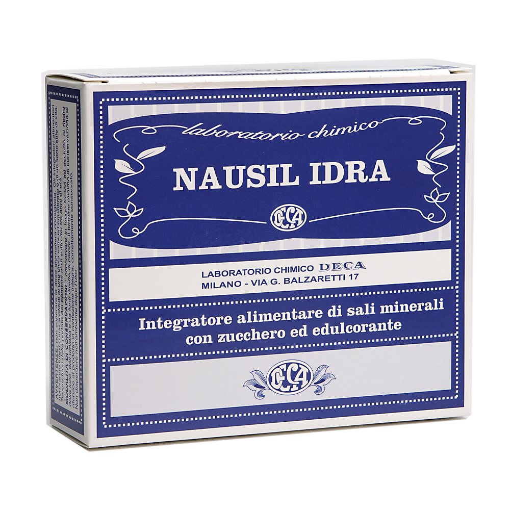 Nausil Idra di Laboratorio Chimico Deca è un integratore utile in caso di deficit di sali minerali e zuccheri.